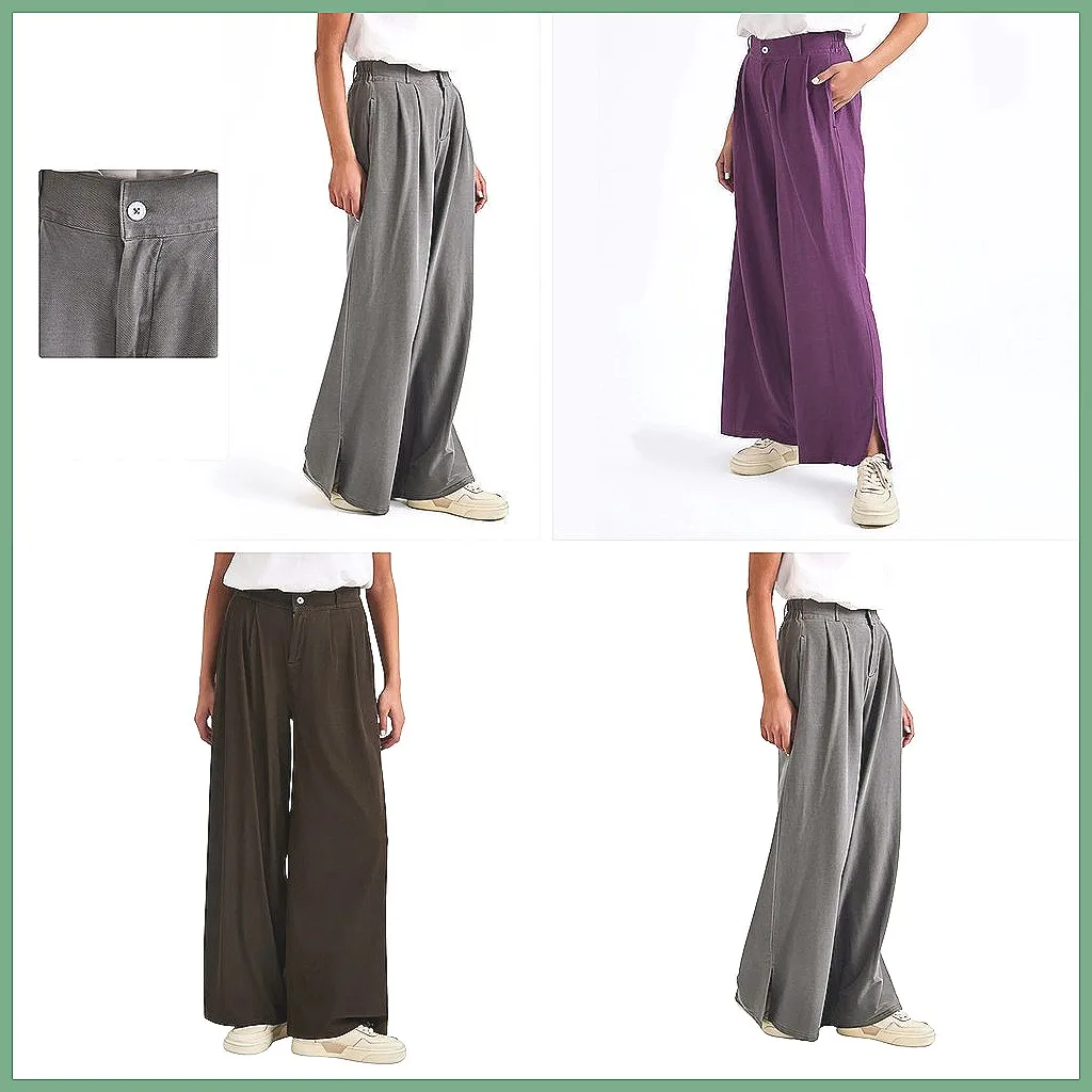 

Vintage Soft Denim Baggy Pants for Women, Mid Waist Wide Leg Streetwear Ankle Pants