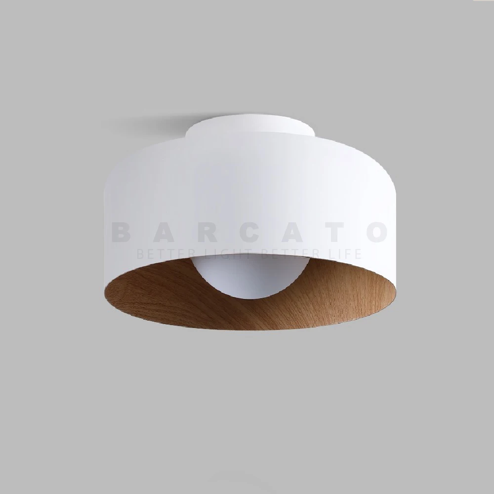 Lámpara de techo Led con textura de madera de nogal para dormitorio, sala de estar, cocina, estudio, pasillo, balcón, redonda, G9, estilo nórdico y