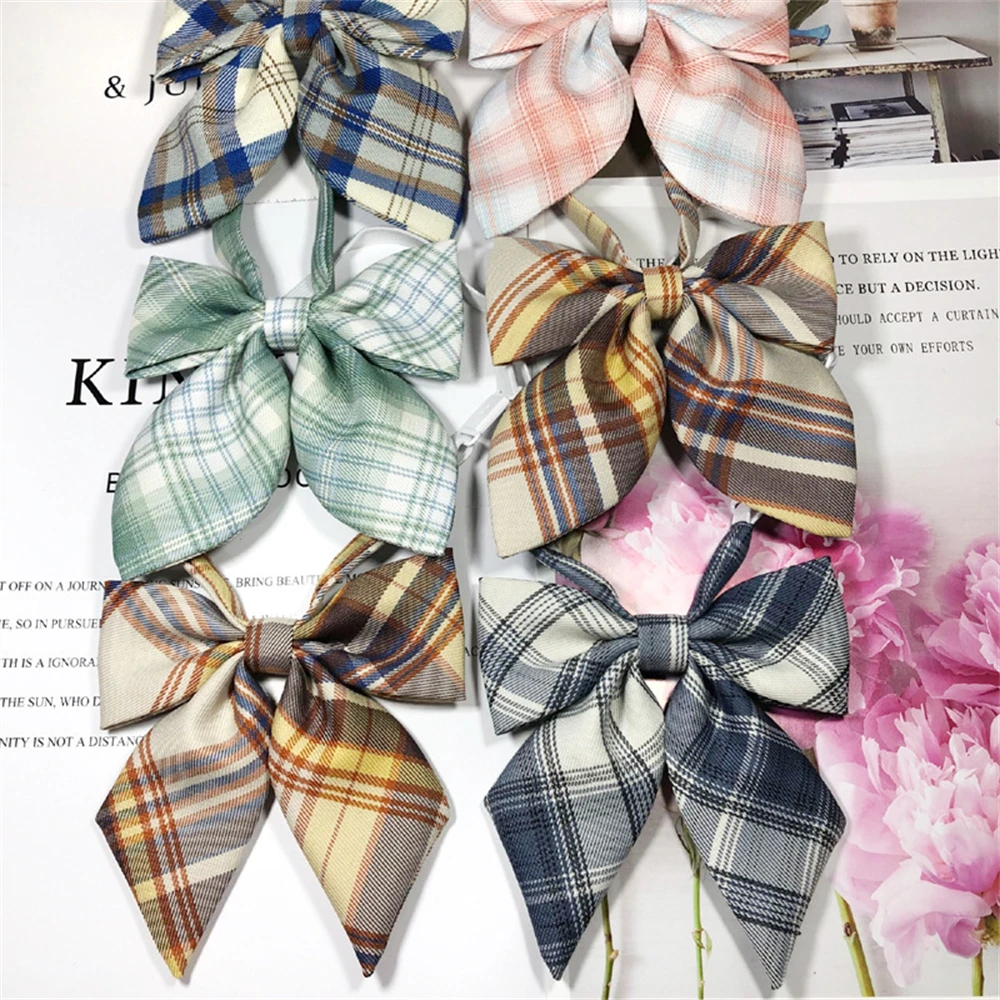 Girls take the flower campus students Korean version sailor dress feather bow tie polyester cotton plaid Japanese JK bow tie JKT