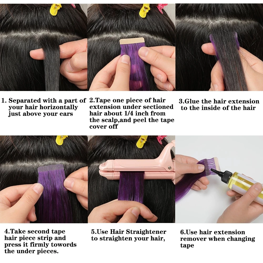 ShowCoco Tape in Kinky Straight Hair Extension for Black Women Natural Color 100% Real Hair Glue in Extensions