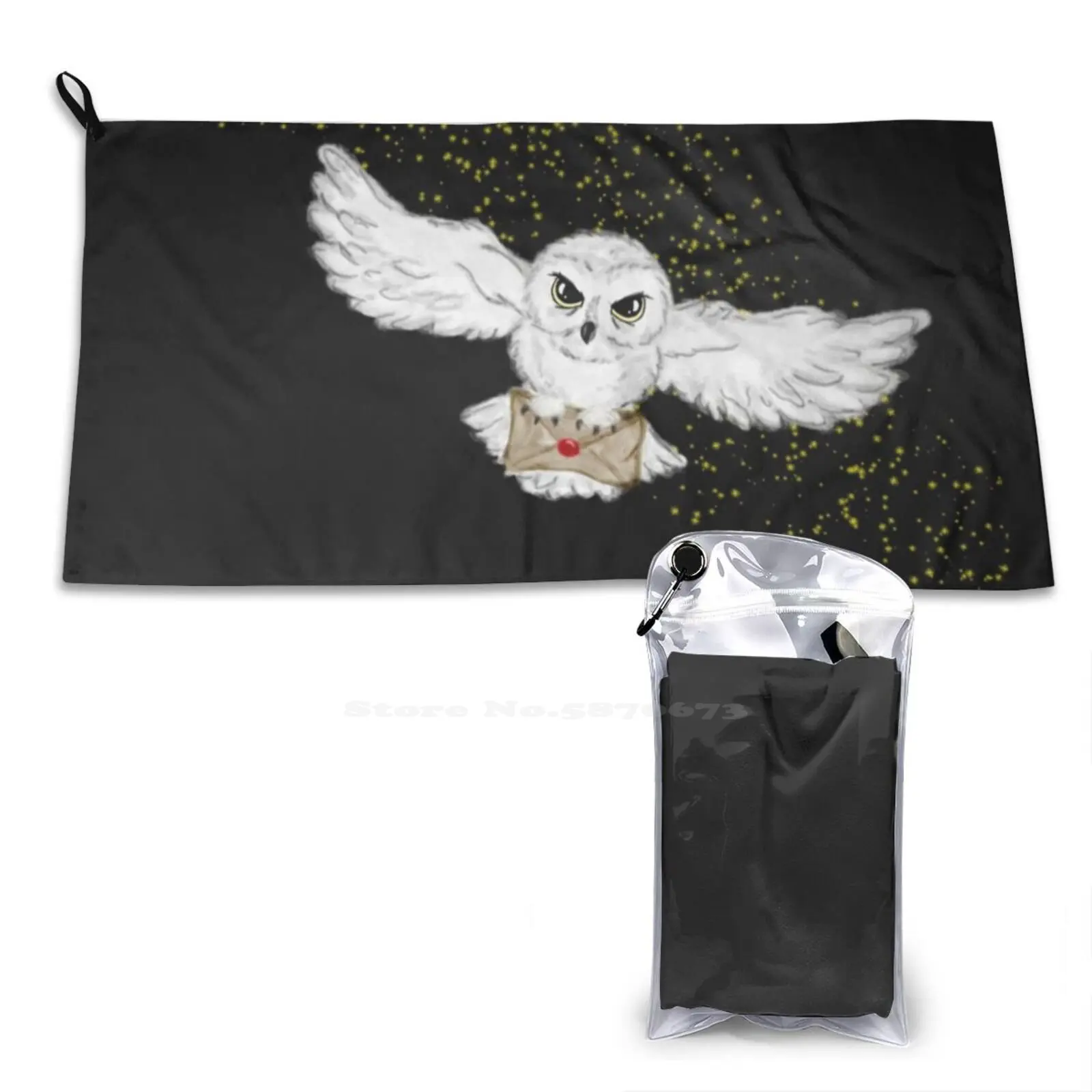 Owl Flight Tote Bag Soft Towel Quick Dry Beach Towel Witches Magical Post Wizard Mail Delivery Books Reading Snowy Owl Flying