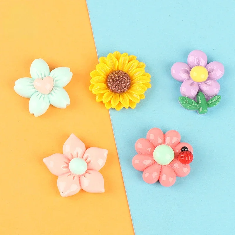 10pcs Mini Kawaii Resin Flowers Diy Dollhouse Miniatures Figures for Crafts Material Cabochon Flatback Charms Embellishments