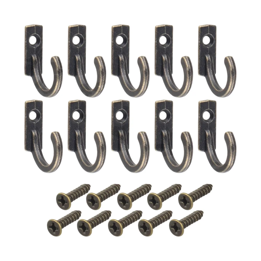 10PCS Vintage Zinc Alloy Wall Hooks, Single-Hole Decorative Hangers For Clothes Towels Keys  Hangers For Home Organization