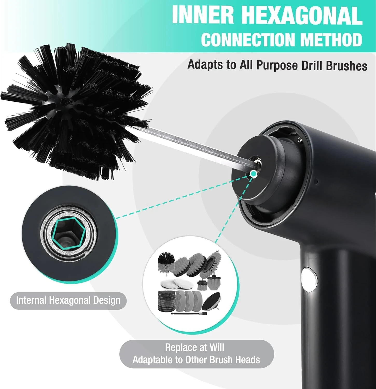 Electric Spin Scrubber, Cordless Cleaning Brush with 8 Replaceable Heads and 3 Speeds for Cleaning Kitchen, Bathroom