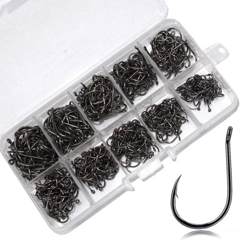 100/500Pcs Carbon Steel Fishing Hook Eyed Fish Hook Corrosions Resistant Carp Circles Hook Fishing Accessories Enduring