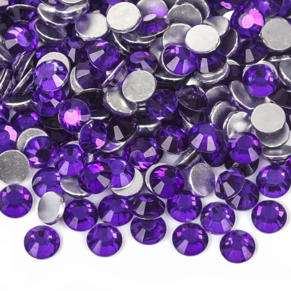 All Amethyst Purple Glass Crystals  Non Hot Fix Rhinestones Glitter Strass Flatback Rhinestone For Nails Art Decorations DIY