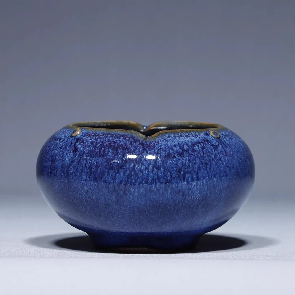 Jun Kilnware Song Jun Sky Blue Red Stain Drum Nails Washer Fully Handmade Waste Water Container Master Liu Chuan Bo