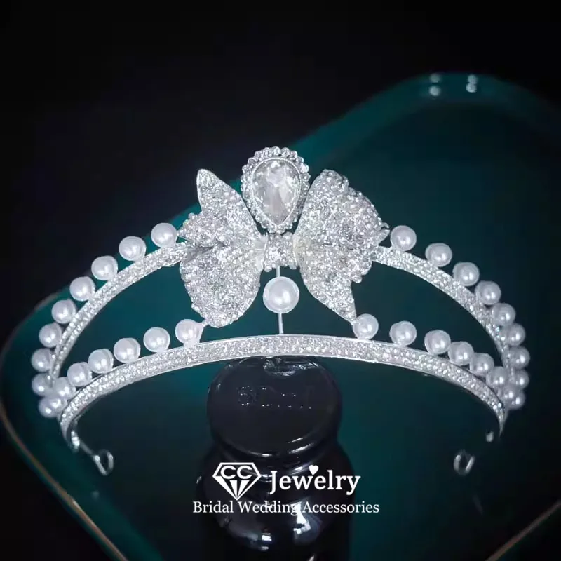 

CC Princess Crowns Wedding Accessories Women Headbands Engagement Hair Ornaments Bridal Headpiece Imitation Pearl Tiaras YQ161
