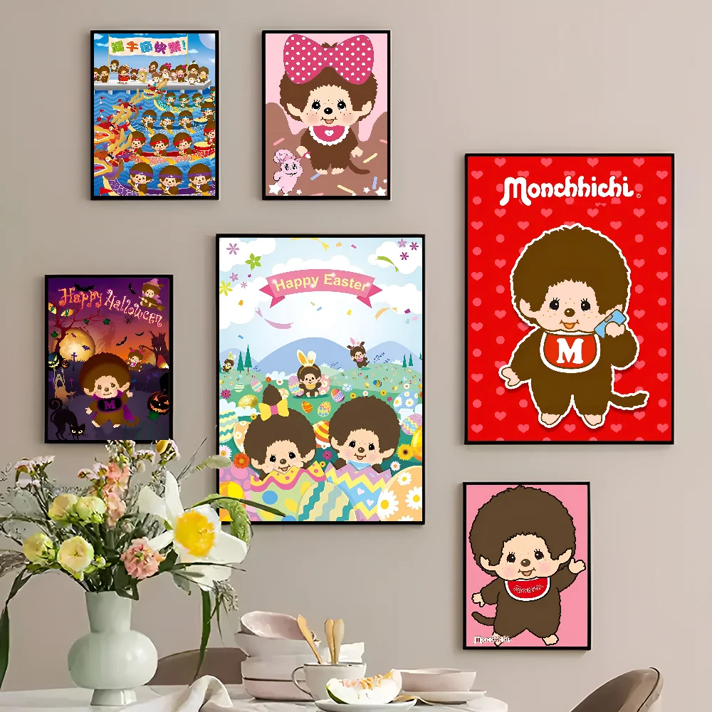 Cartoon M-Monchhichis DIY Sticky Poster Fancy Wall Sticker for Living Room Bar Decoration Wall Decor