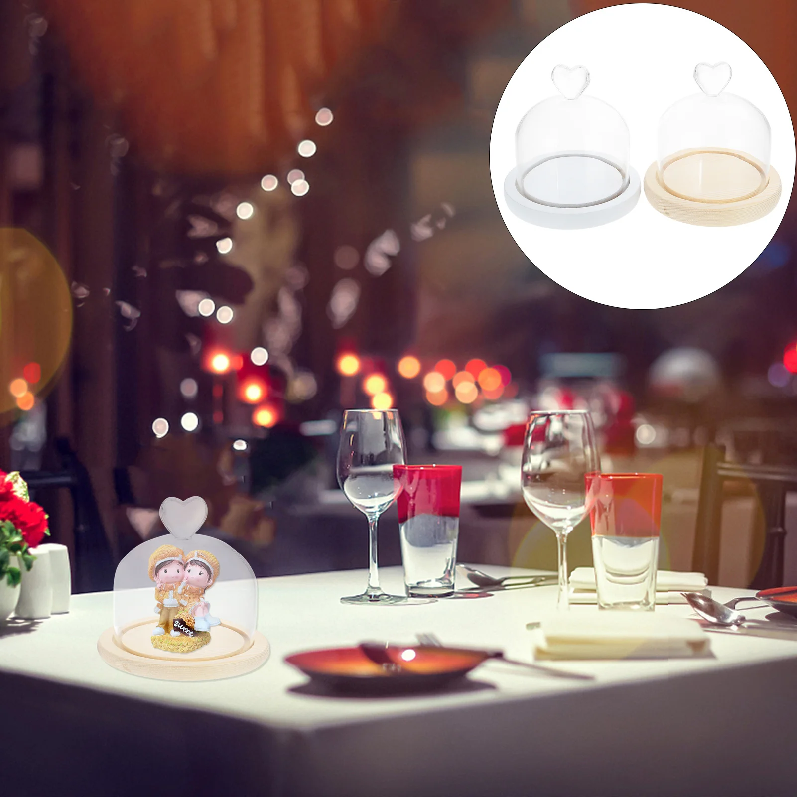 

2Pcs Creative Preserved Flower Glass Dome Eternal Flower Cover Desktop Decoration Display Creative Glass Dome Desktop Adornment