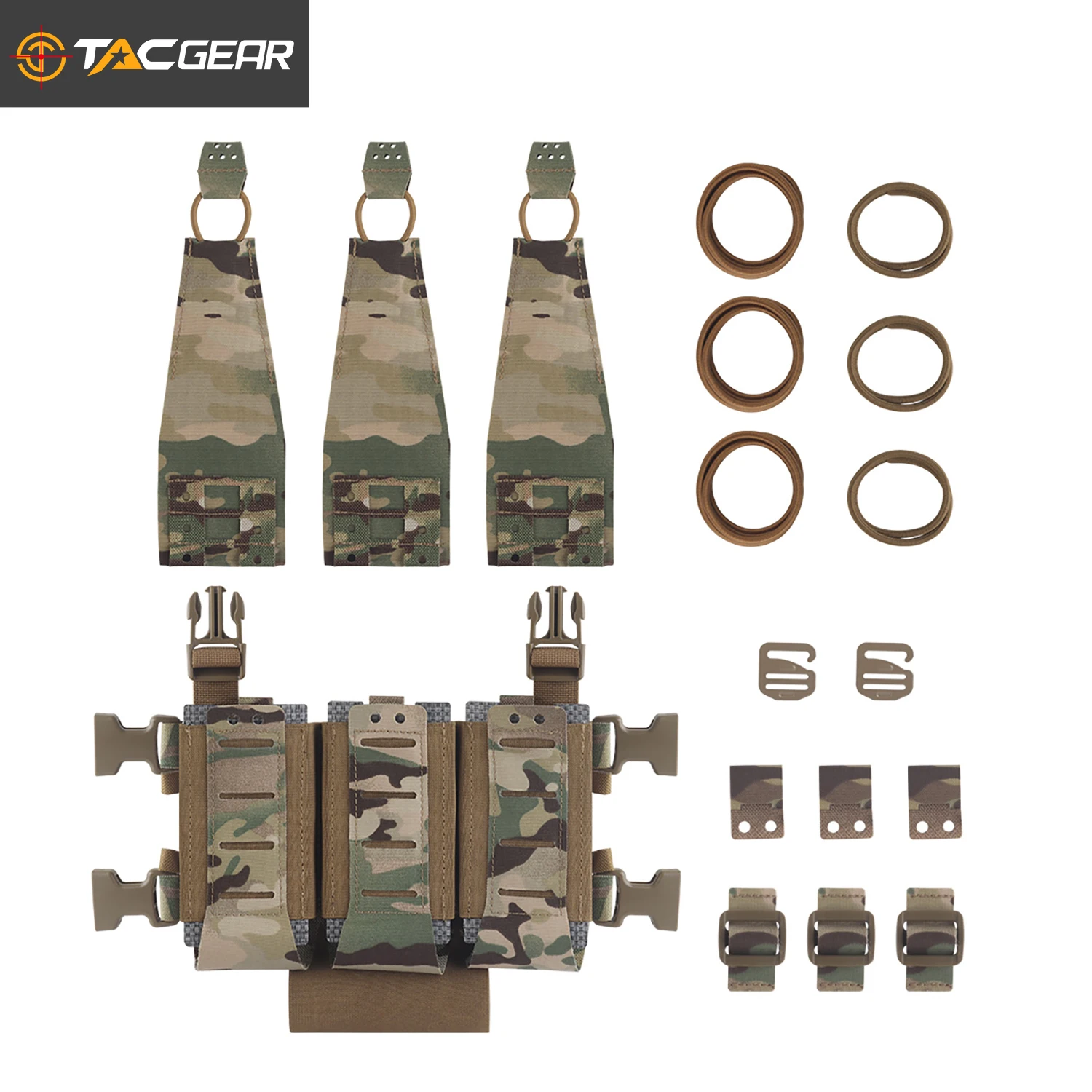 

TACGEAR WG Diy Multifunction Rifle Pisol Submachine Gun Triple Mag Pouch Hook Loop Buckle Magazine Holster Tool Carrier Plate