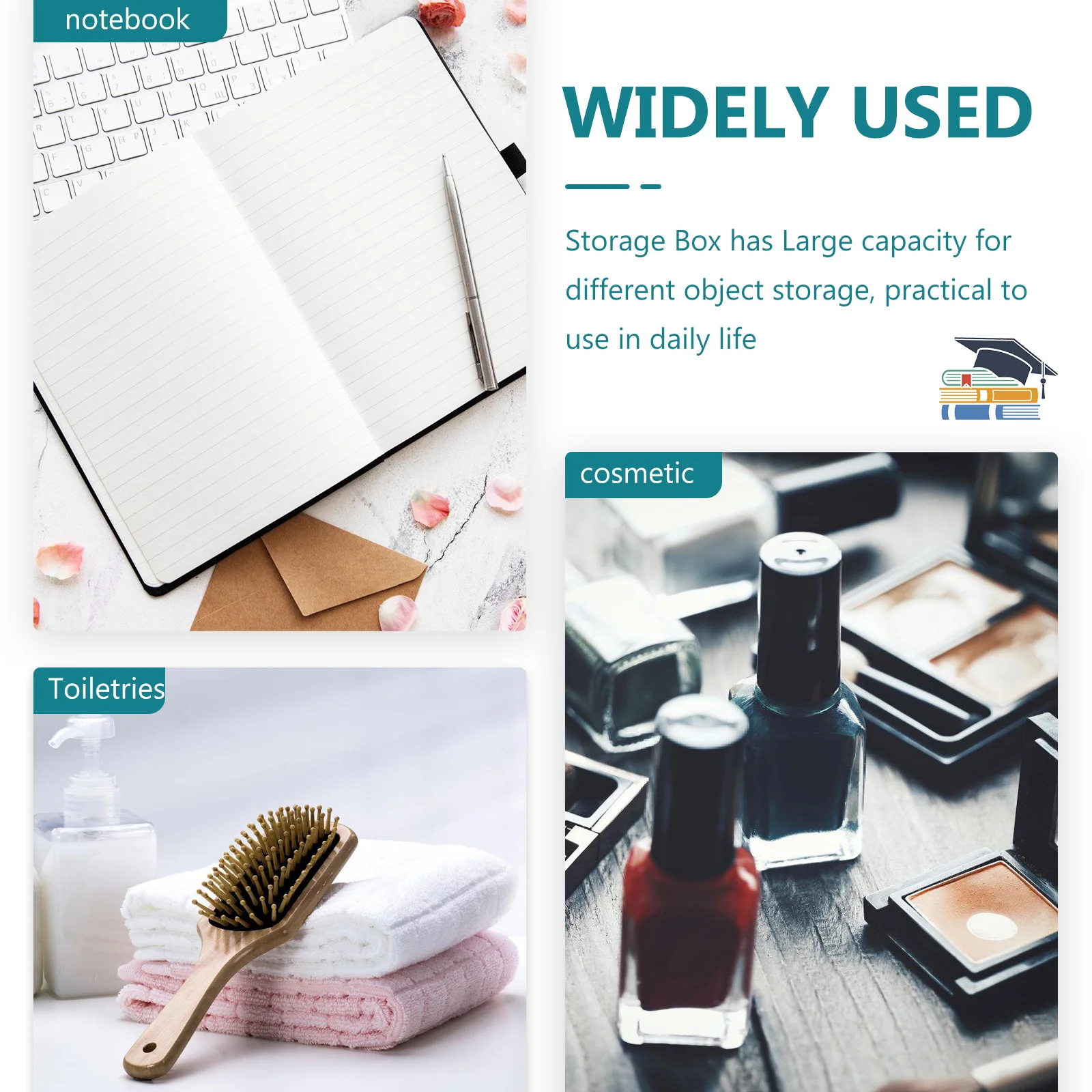 

Large Capacity Storage Bin with Lid Plastic Plastic Box Stackable Organizer for Desktop Items Books Storage Containers