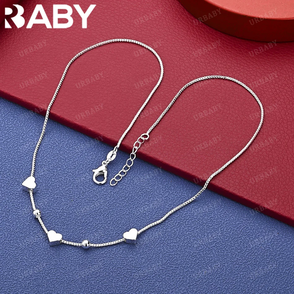 

URBABY 925 Sterling Silver 45cm Three Love Hearts Chain Necklace Creativity Gifts Street All-match Party And Daily Wear