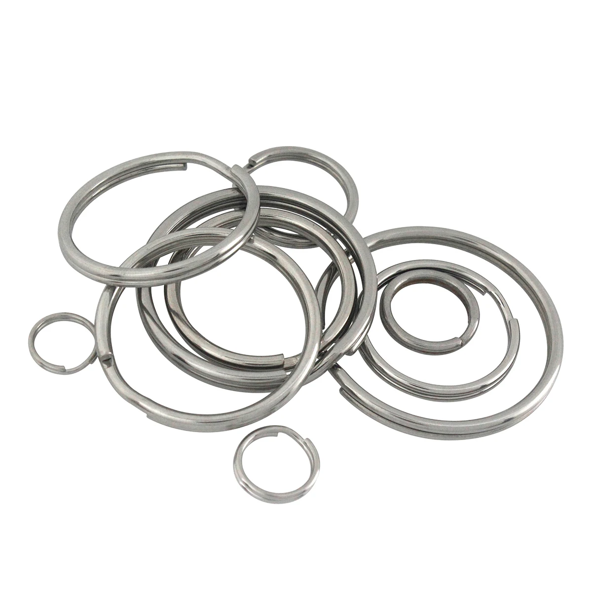 5pcs Metal Split Rings Round wire Double Loop Keyring 10-38mm Keychain Keys Holder DIY Leather Craft hardware Stainless Steel