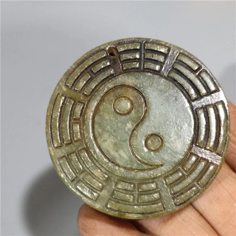 

Natural Stone Craft Xiu Jade Vintage Bagua Jade Pendant