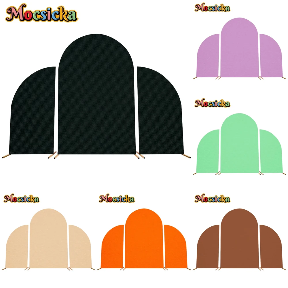 

Mocsicka Solid Color Arch Backdrop Cover (3pcs Set) Elastic Double-Sided Birthday Wedding Arched Background Decoration Photocall