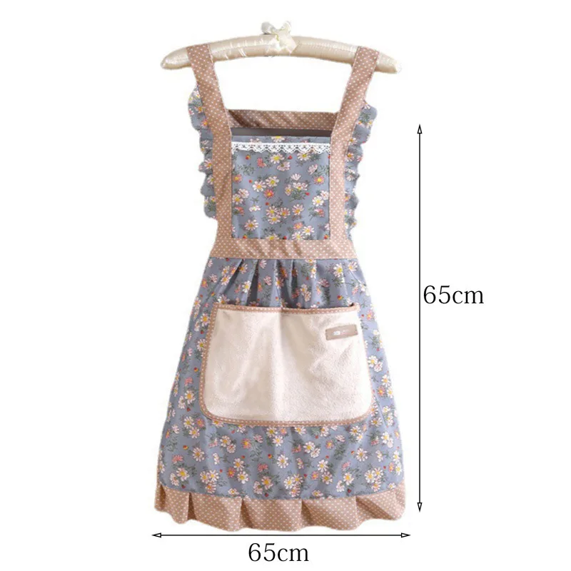 Fashion Women Floral Apron Cooking Female Adult Waist Thin Breathable Male Work Cotton Canvas Floral Style Home Kitchen