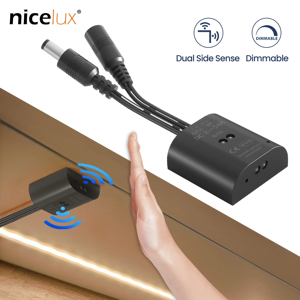 

3.5A DC5-24V Hand Sweep Sensor Switch Dimmable Dual Side Sweep Switch LED Light Accessories Bedroom Home Kitchen Wardrobe Decor