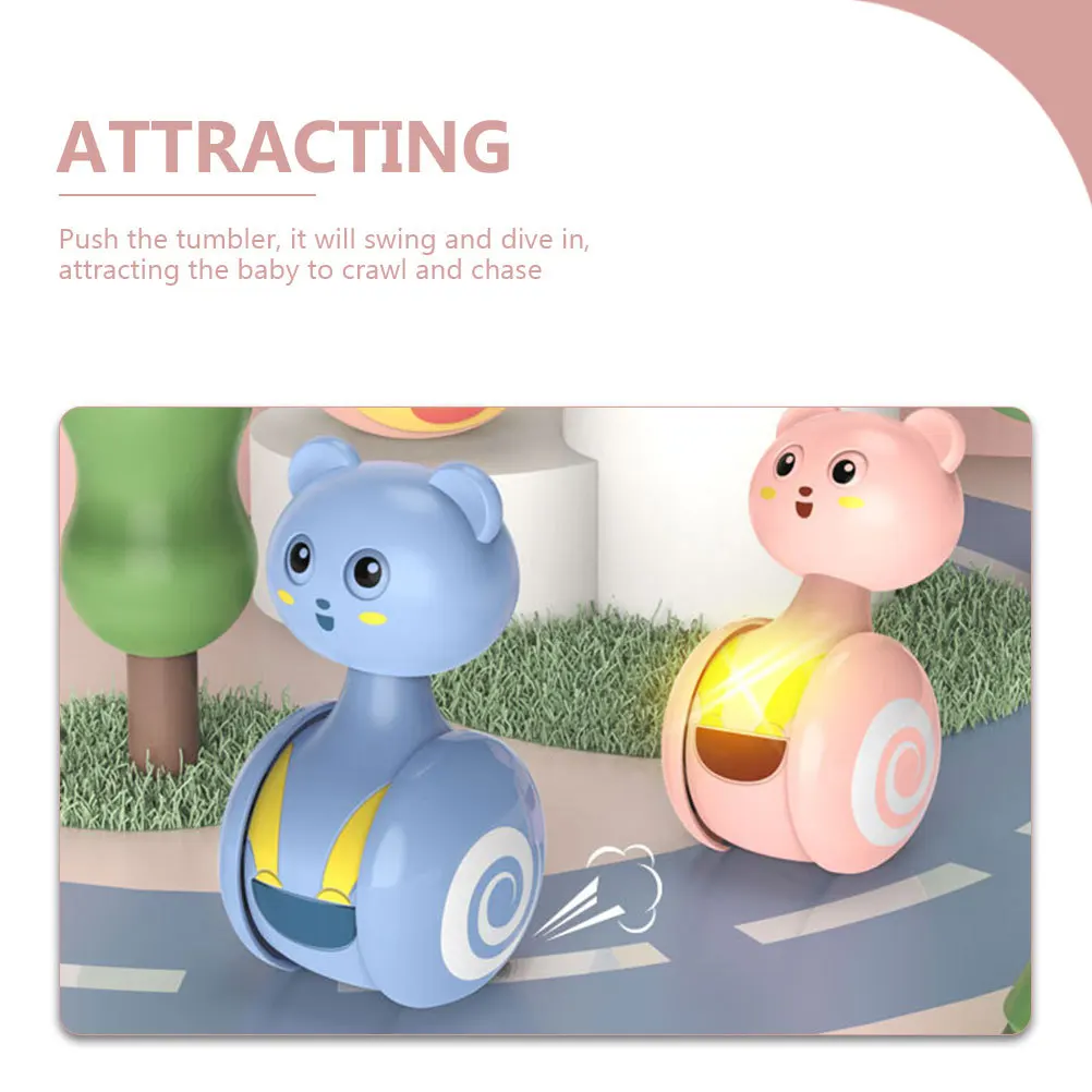 

2Pcs Bright Cartoon Tumbler -Poly Built-in Bell Sliding Winking Tumbler for Hand Eye Coordination Hearing