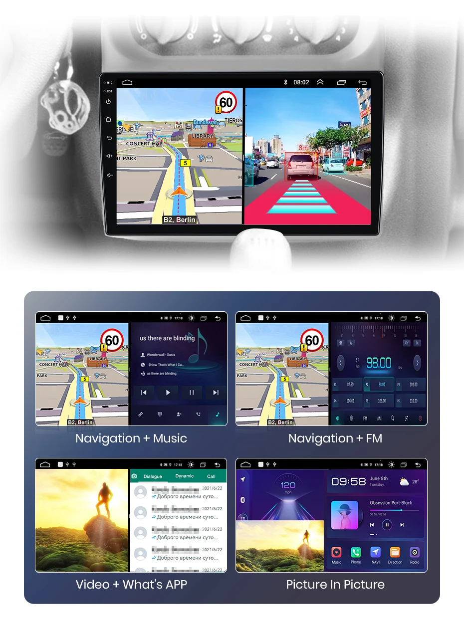Junsun Kabelloses CarPlay Android Auto Autoradio für Renault Twingo 2005-2013 2 DIN Multimedia-Stereoanlage mit integriertem Kühlventilator, GPS-Navigation, SWC, Bluetooth, FM, RDS, DSP, IPS-Bildschirm, intelligenten Fahrzeugsystemen, 4G, WiFi, 8-Kern-Prozessor – Detail 19