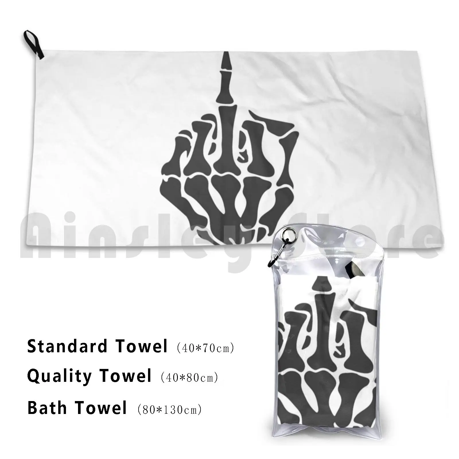 Skeleton Middle Finger Custom Towel Bath Towel Bones Bone Insult Ass Evil Dead Death Skin And Bones