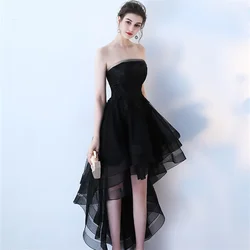 Sweet Memory Formal Occasion Dress Little Black Dresses Sliver Gray Gown Girl Sexy Strapless Appliques Lace Up Party Robe