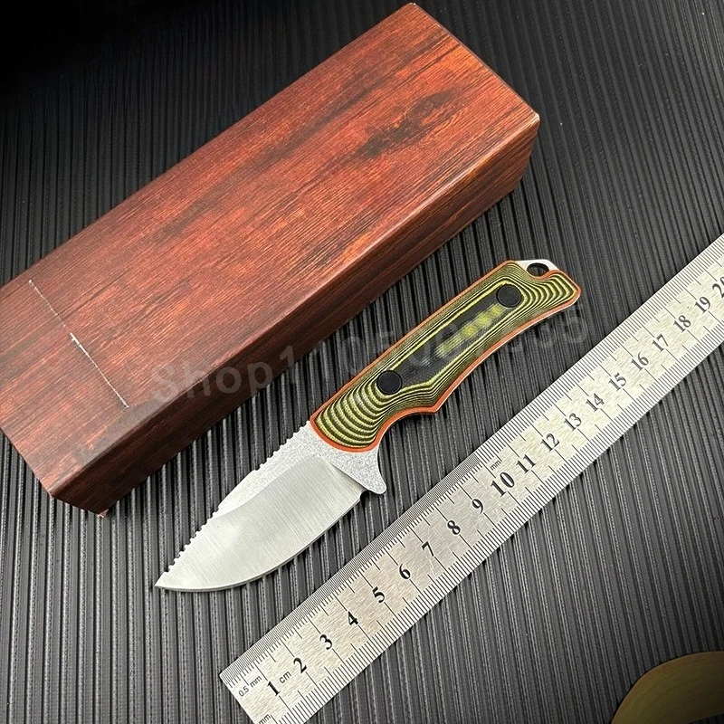 

BM 15017 High-hardness Small Straight Knife 8Cr13Mov Blade Double-color G10 Handle Portable Tactical Survival Knife for Carry