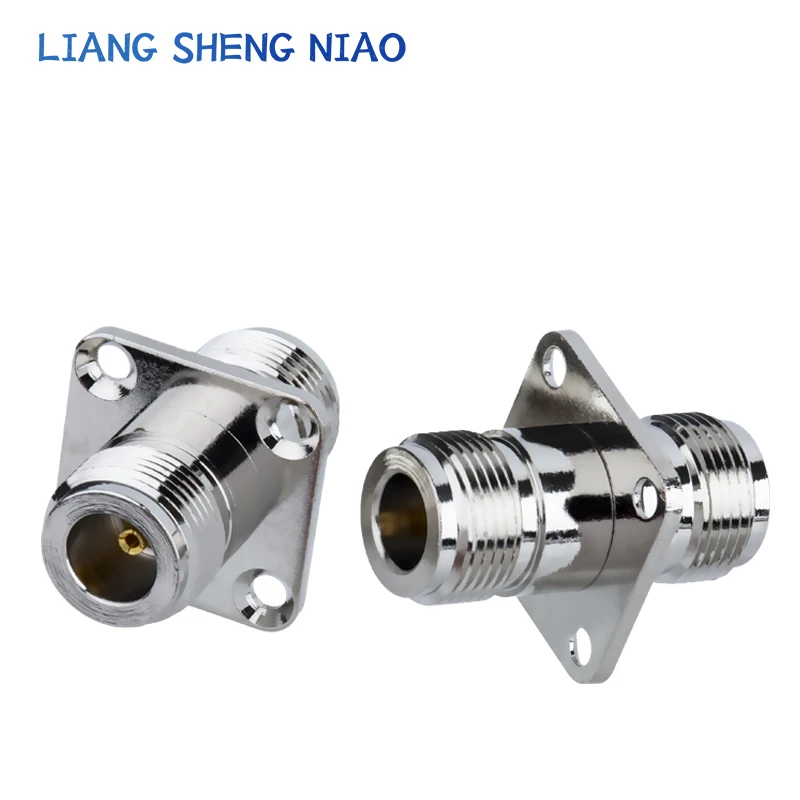 High frequency adapter N-KFK N-female to N-female 4-hole female flange straight through chassis fixing