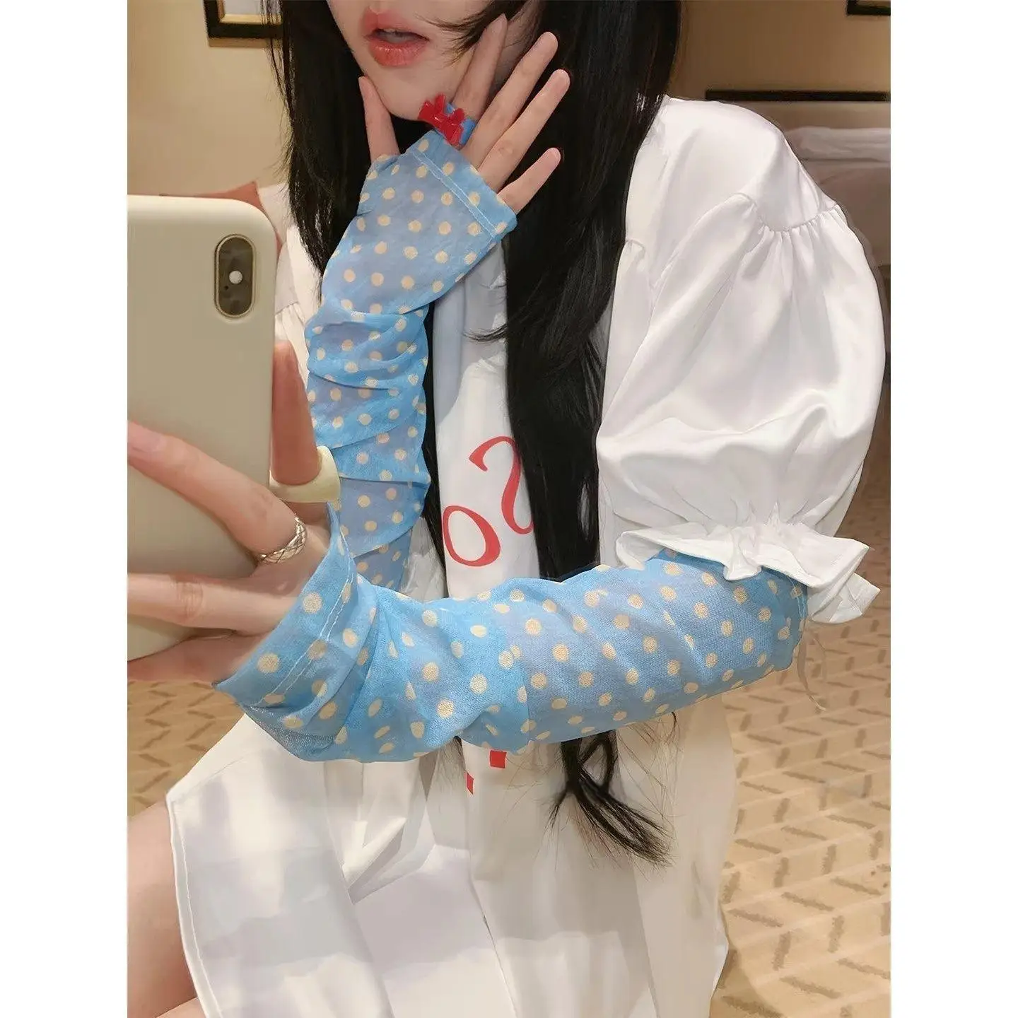 Mesh Sunscreen Sleeves Summer Driving Cycling Breathable Long Arm Protection Sleeves Fingerless Gloves Accessories