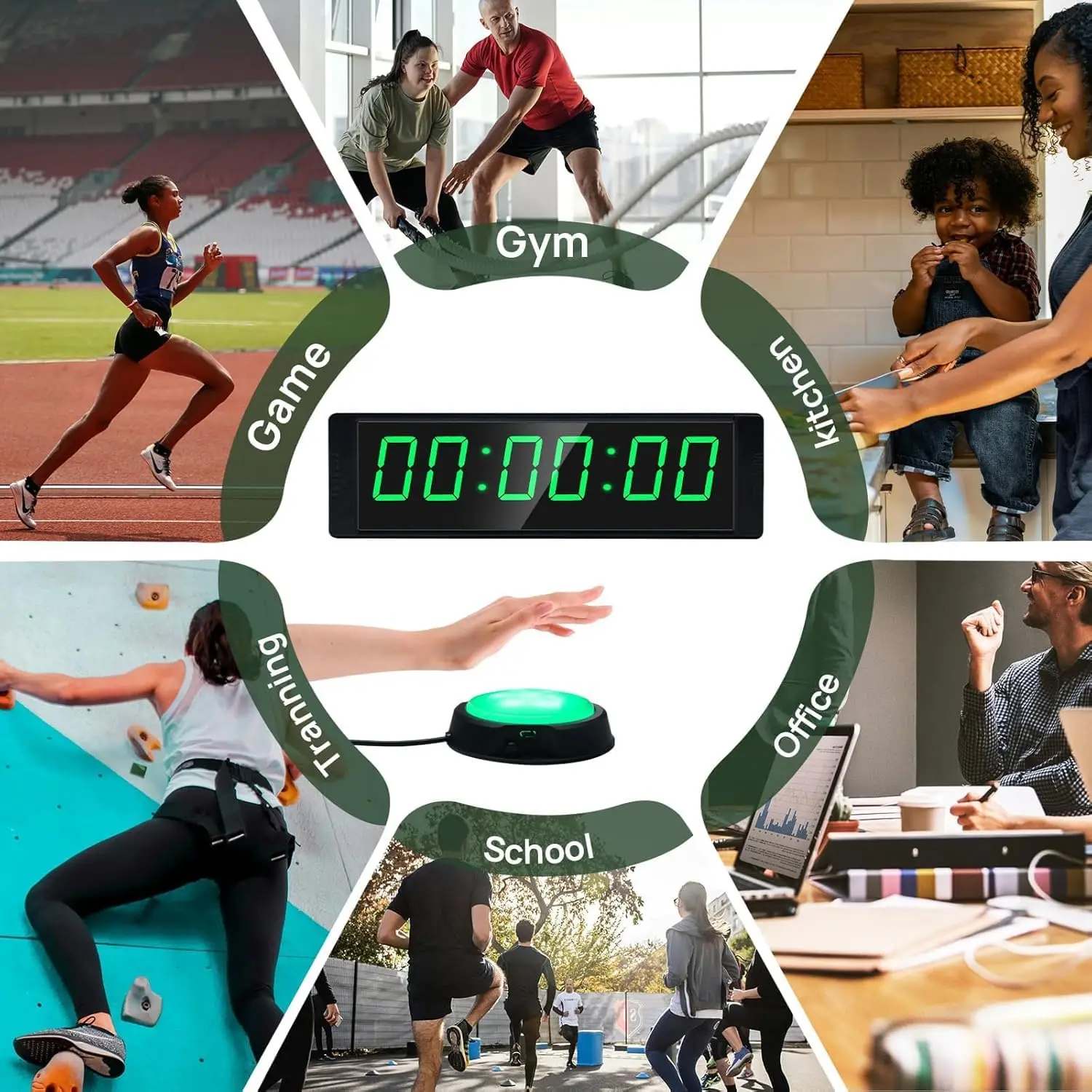 Fitness-Timer-Uhr für Heimgymnastik, Trainings-Zeitmesser mit Start/Stopp-Taste, Intervall-Timer für Workouts, 12/24-Stunden Digitale Wanduhr fürs Gym – Detail 6