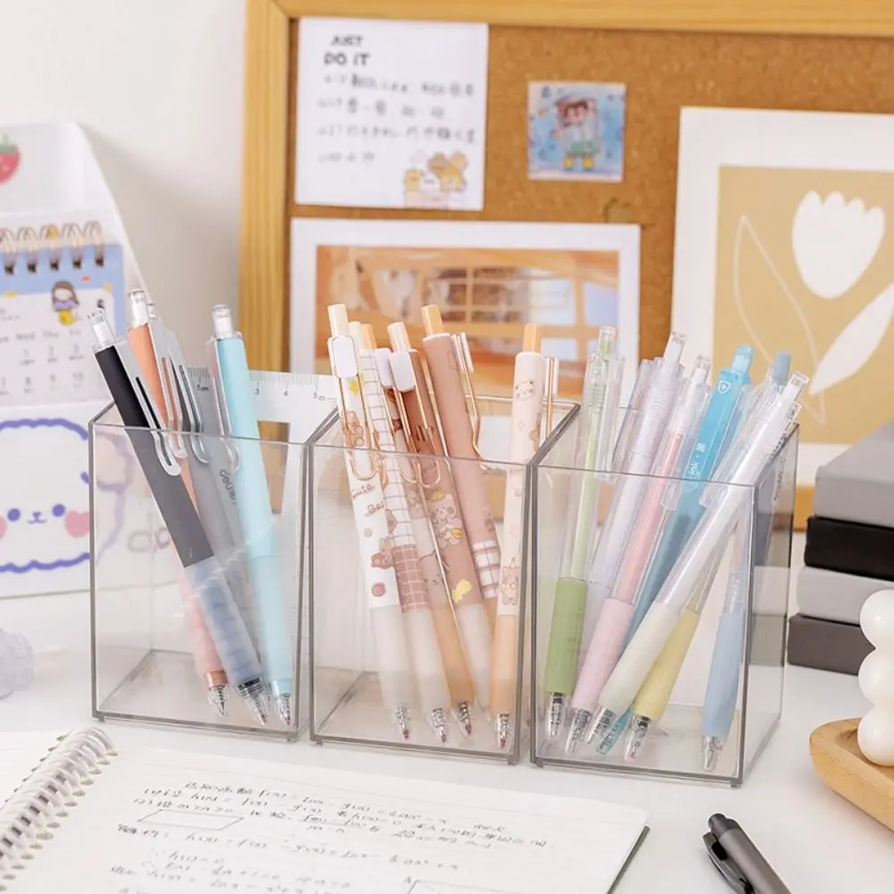 Transparent Pen Holder Solid Acrylic Large Capacity Pen Pot Multi-function Wear-resistant Pen Container Students