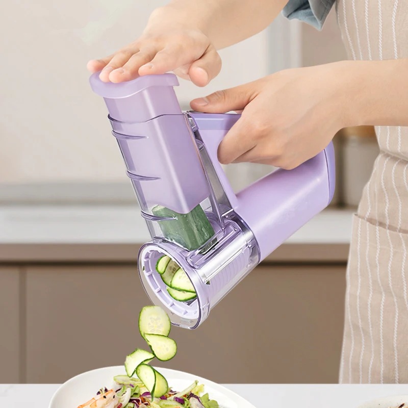 LMETJMA Electric Cheese Grater Portable Salad Maker With 4 Different Shapes of Blades 40W Electric Rotary Slicer Shredder JT363