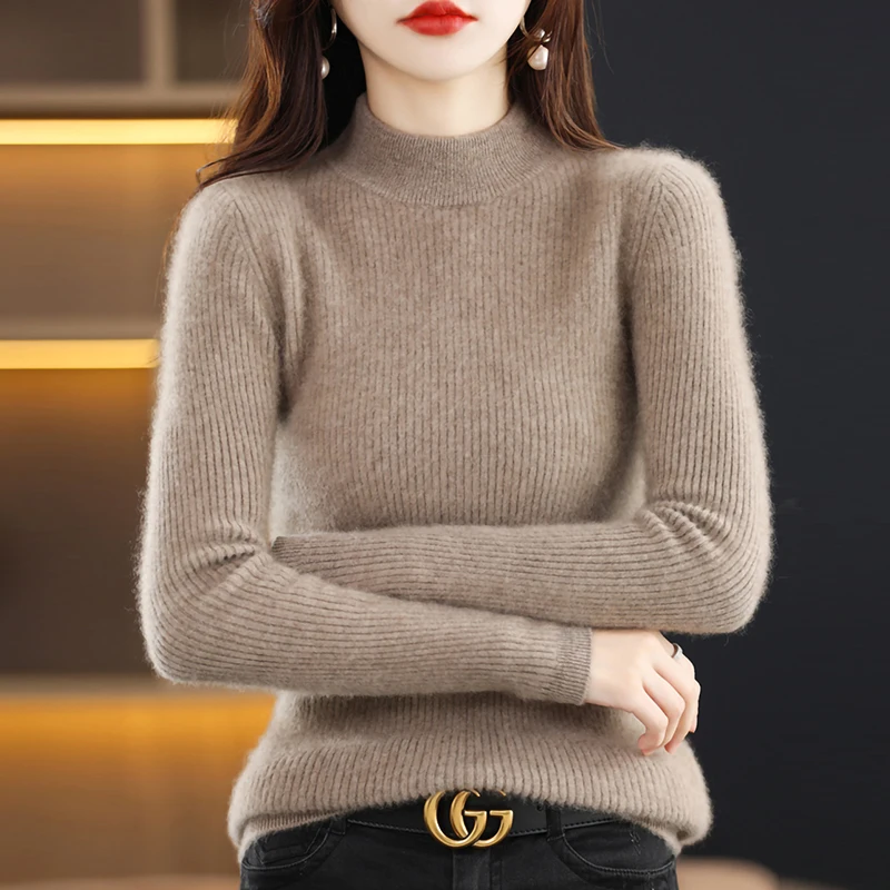 Imagem -03 - Longming Camisola Feminina Cashmere Malhas Pullovers Merino lã Malha Jumper Outono 2023 Novas Roupas Femininas Primavera Moda Coreana