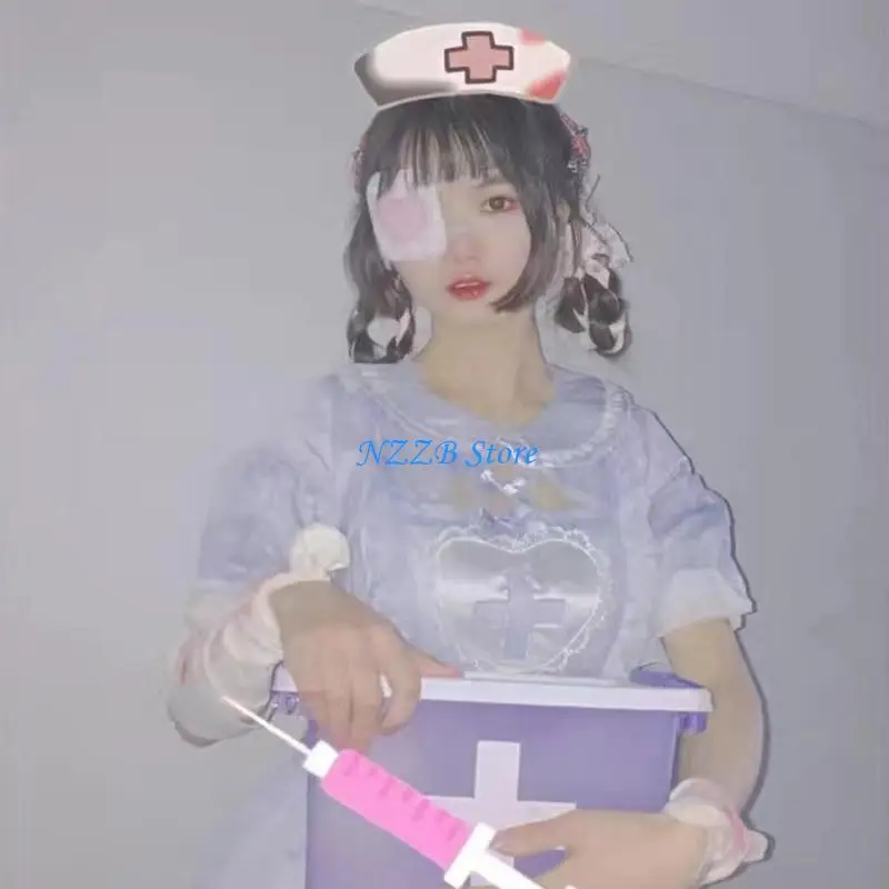 T21F Bordado coração Máscara olho único olhos cegos coração Acessórios cosplay olho coração