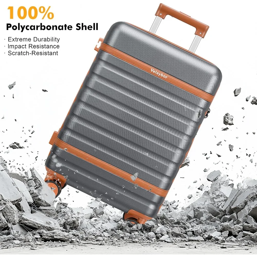 3 Piece Spinner Luggage Set - Lightweight Hardside Suitcase with TSA Lock, YKK Zippers, 20 Inch Carry-On Travel Bag