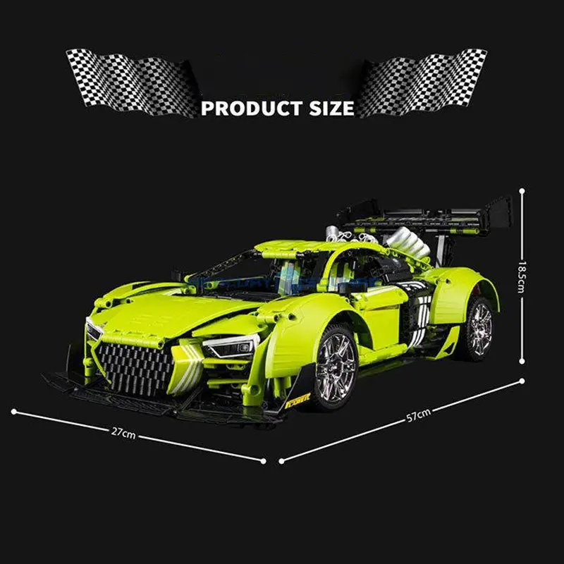 New R8 Model Building Blocks Sports Racing Car Fast Rear Wing MOC Bricks Furious High Tech Vehicle Set Toy Gift Boys Kids Aldult