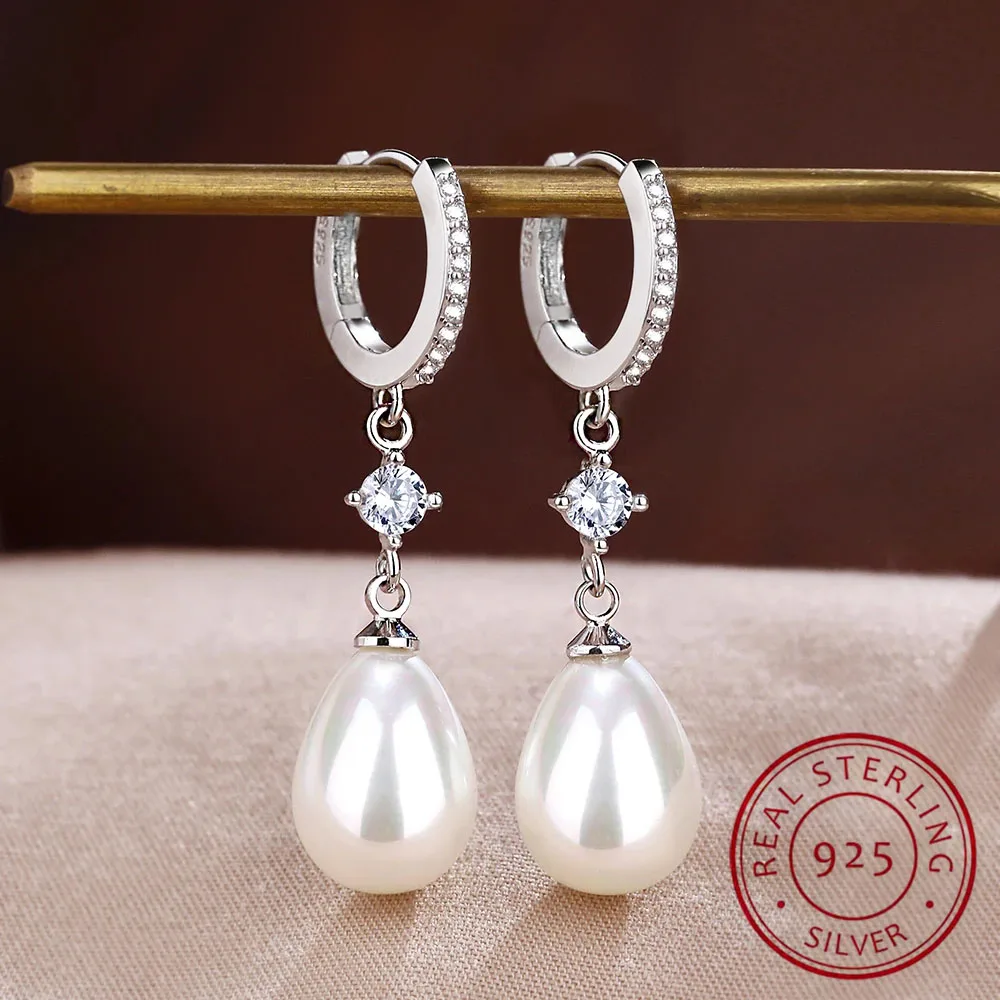 

CMON KSTAR Women's s925 Silver Pearl Zircon Water Drop Gold Earrings Premium Luxury Party Jewelry