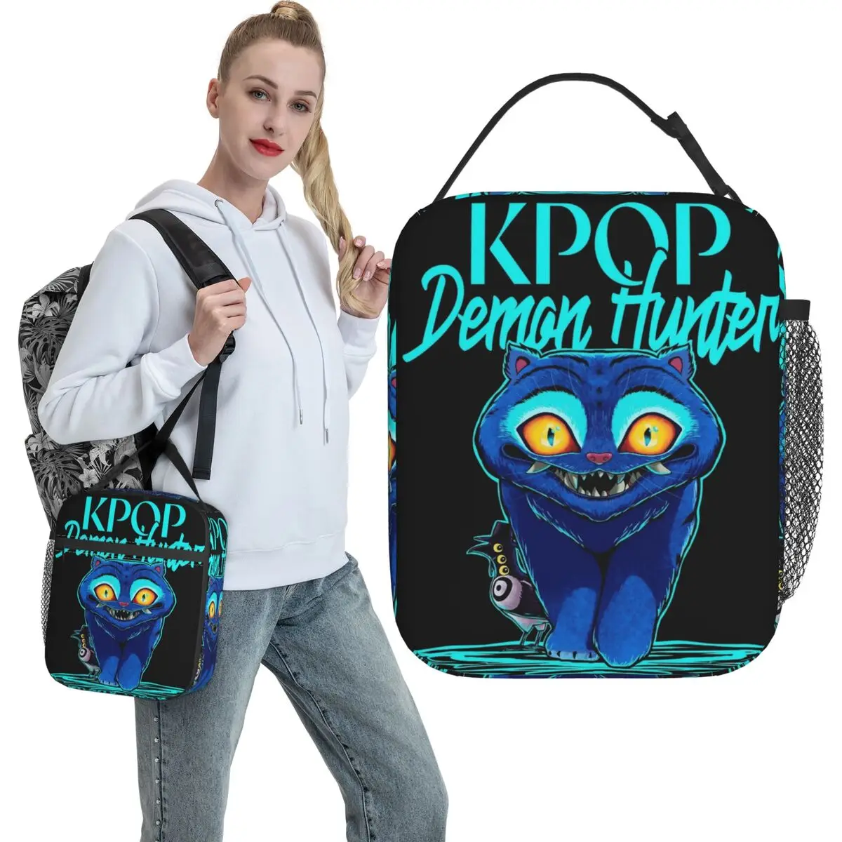

Kpop Demon Hunter Tiger Derpy Lunch Bag For Women Print Lunch Box Casual School Cooler Bag Portable Oxford Thermal Lunch Bags
