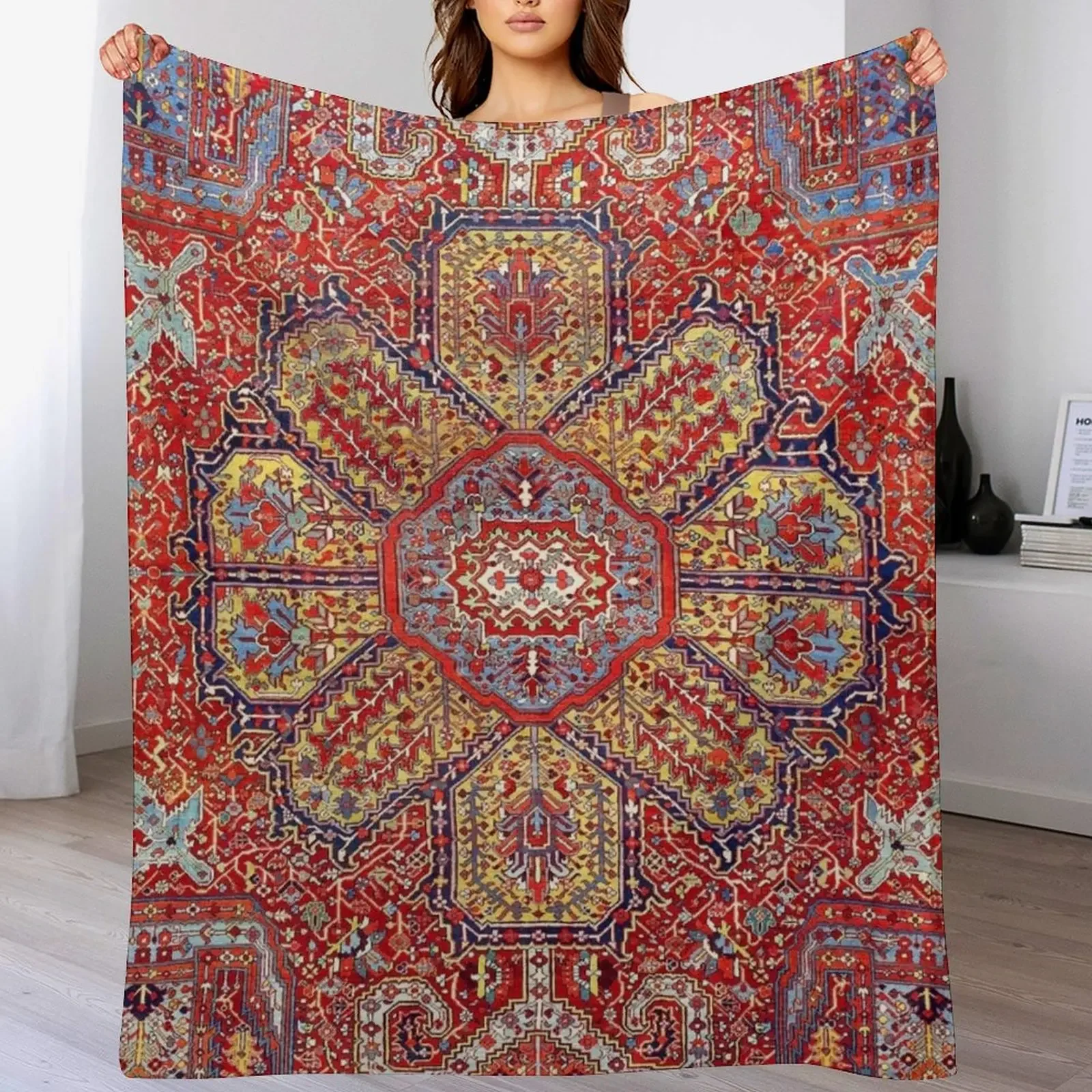 Heriz Azerbaijan Northwest Persian Carpet Print Throw Blanket Sleeping Bag Bed Fashionable Beautifuls Sofa Blankets