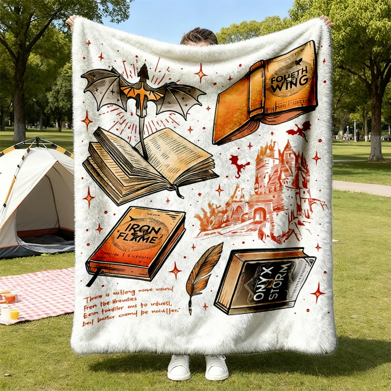 Fourth Wing Series Flannel Throw for Fans, War College Cozy Blanket, Dragon Rider Warm Blanket, Book Merch Gift