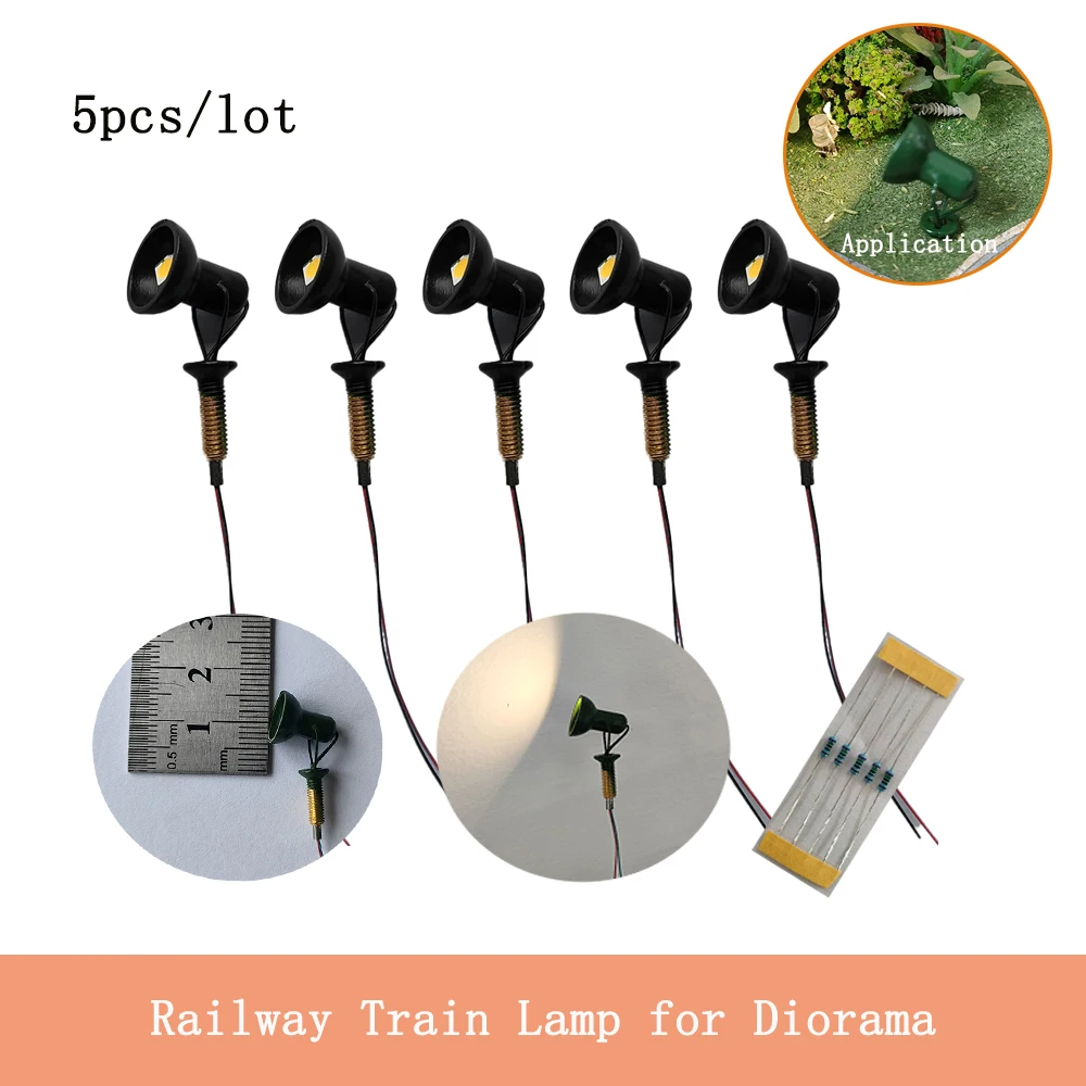 5pcs HO 1:87 12V Miniature Lamps Railway Train Spotlight Model DIY Model Making Architecture Building Layout for Diorama