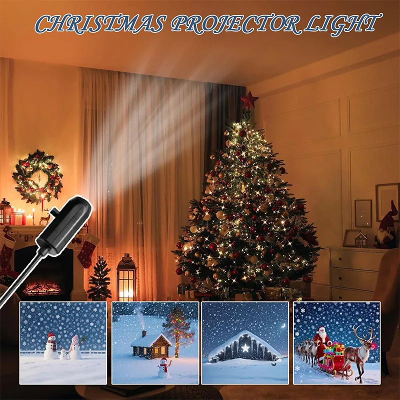 Christmas Decor Rotatable LED Night Light USB Projector Light Snowman Scenes Projector Switchable Pattern Design Ceiling Decor