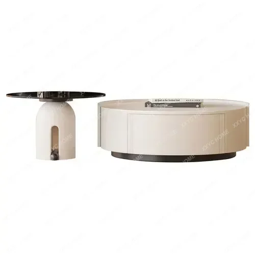 Stone Plate Coffee Table Living Room Home Small Apartment Size round Tea Table Combination