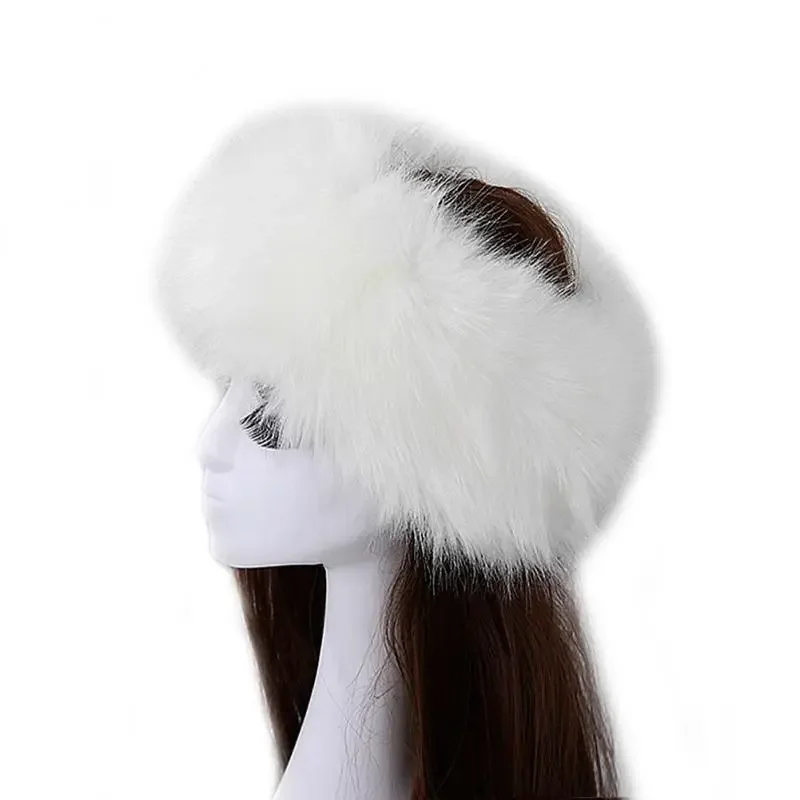 Winter Thick Fox Hair Circle Russian Hat Fluffy Headband Female Fur Headband Furry Headband Wide Headdress Ski Hat Accessories