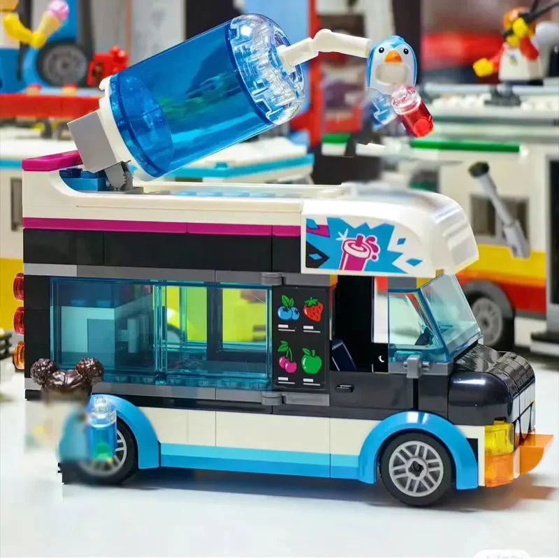 Miniso Disney 194Pcs Penguin Man Frozen Car Van Figure Building Blocks Bricks Toys Kid Birthday Christmas Gifts Compatible 60384