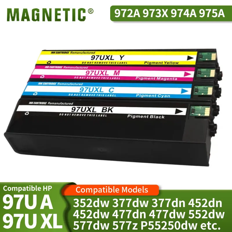 97UA/97UX 972A 973X 974A 975A Universal ink cartridges For HP Pagewide 352dw 377dw 377dn 452dn 452dw 477dn 477dw 552dw printer