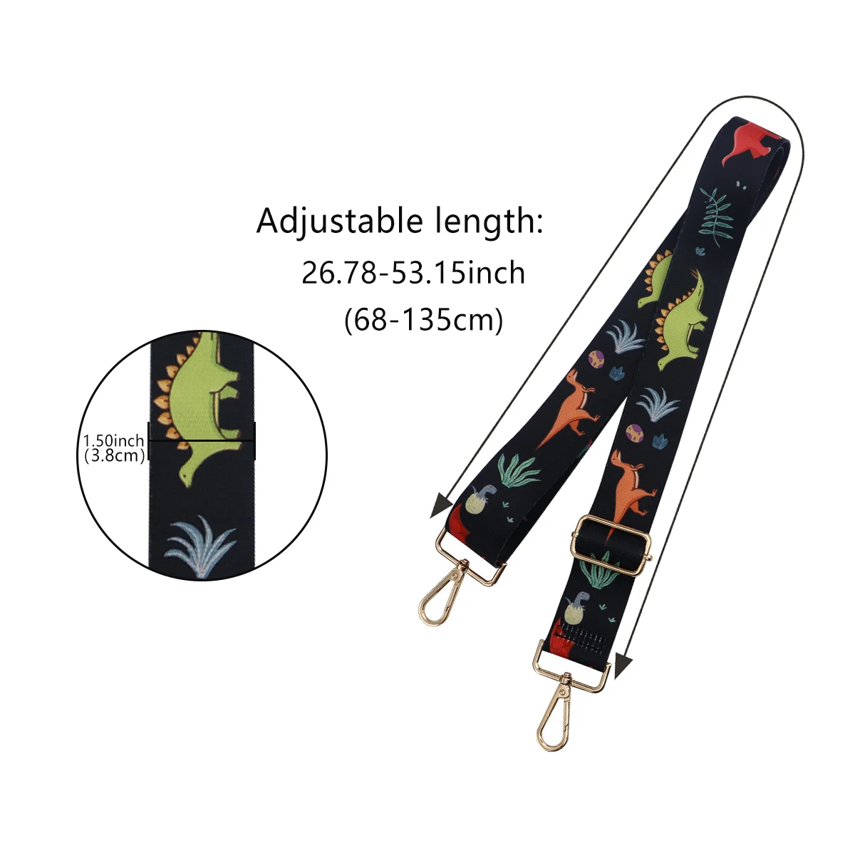 Correa de nailon para bolso de hombro, correa de repuesto ajustable, hebilla de Metal, Correa ancha suave, mariposa de colores, mujer