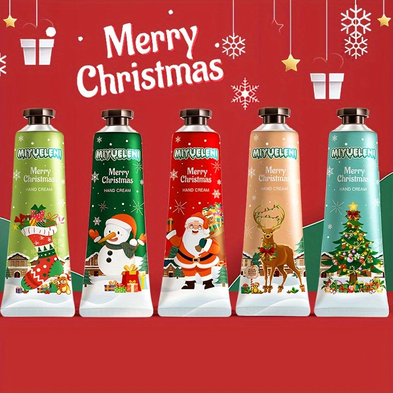 10PCS Christmas Themed Hand Cream Moisturizing Hands Preventing Drying and Cracking Lasting Fragrance Smooth Hand Skin for women