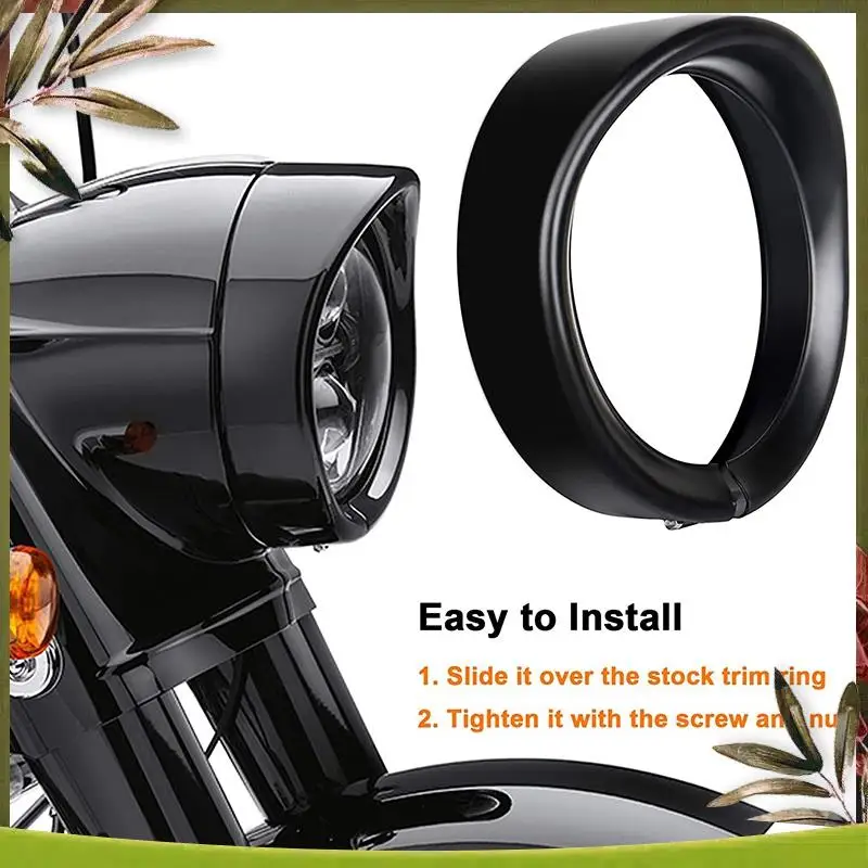 AB98-Headlight Trim Ring 7Inch Black Visor Type Motorcycle Trim Ring For Softail Street Glide Road King Electra Glide