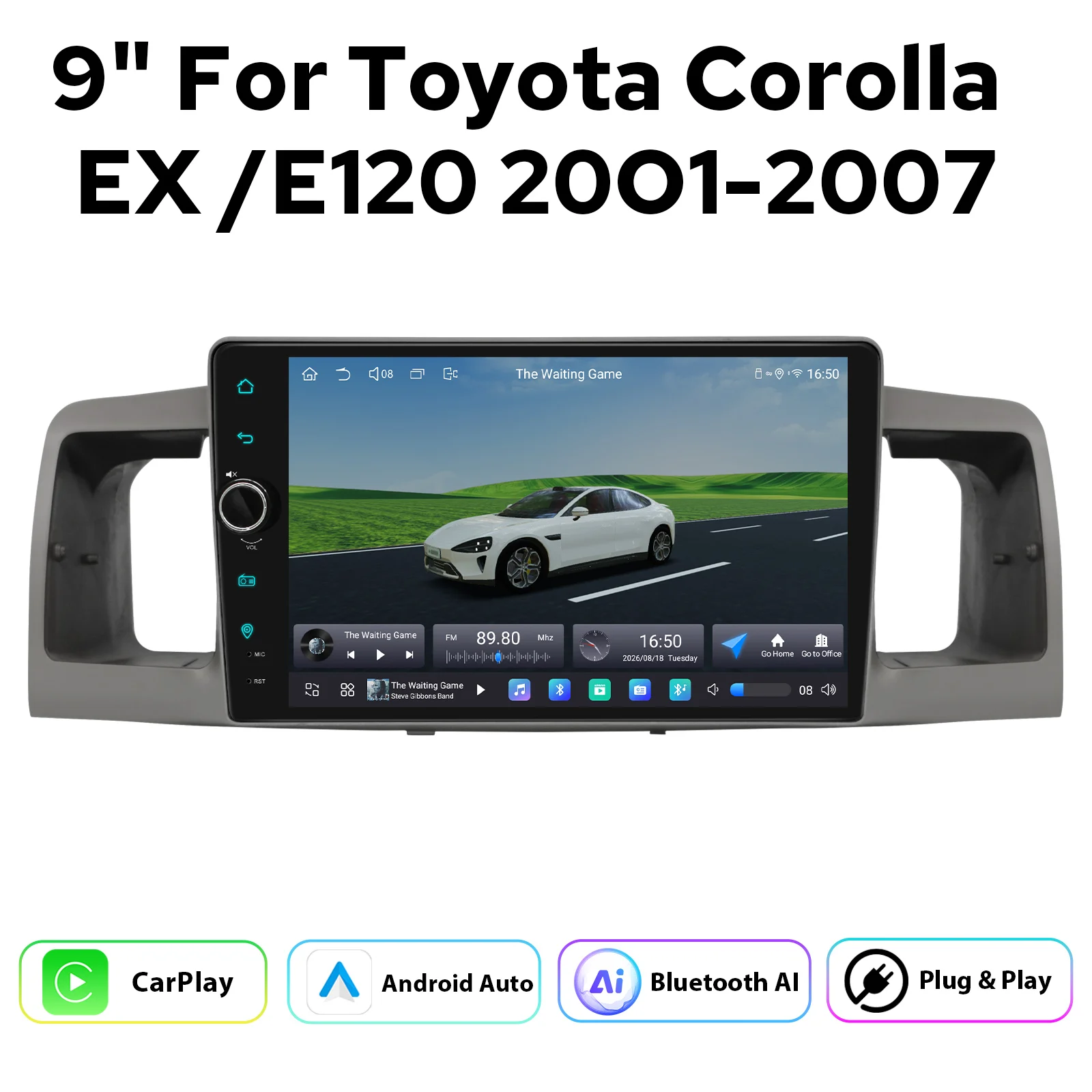 JOYING Android Head Unit for Toyota Corolla 2001-2007 E120 ZZE122 Wireless CarPlay Android Auto Plug Play Keep JBL Amplifier
